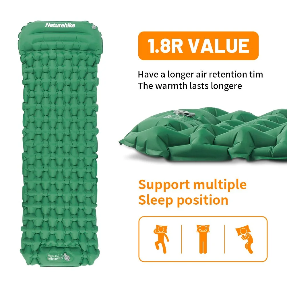 Ultralight Inflatable Camping Mattress with Built-in Pump & Pillow