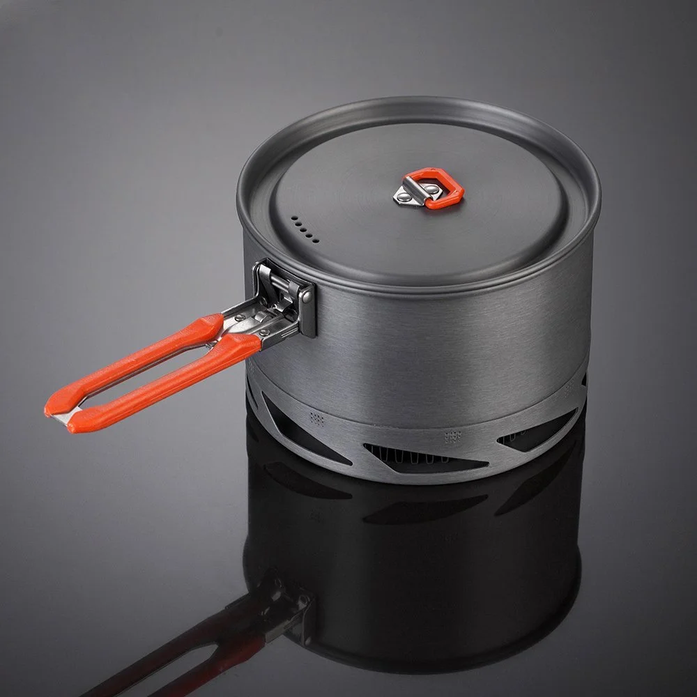 1.5L Outdoor Camping Kettle with Heat Exchanger & Foldable Handle
