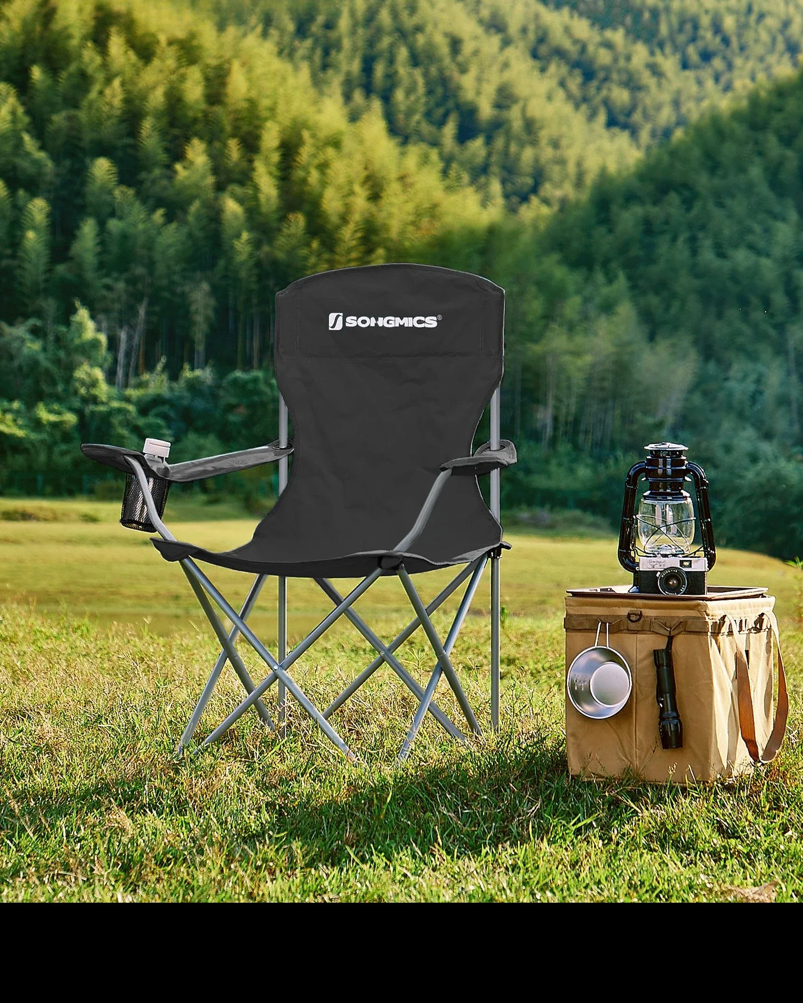 Set of 2 Heavy-Duty Folding Camping Chairs with Cup Holders