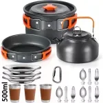 Camping Cooking Set - Non-Stick Cookware for 2-3 People with Teapot