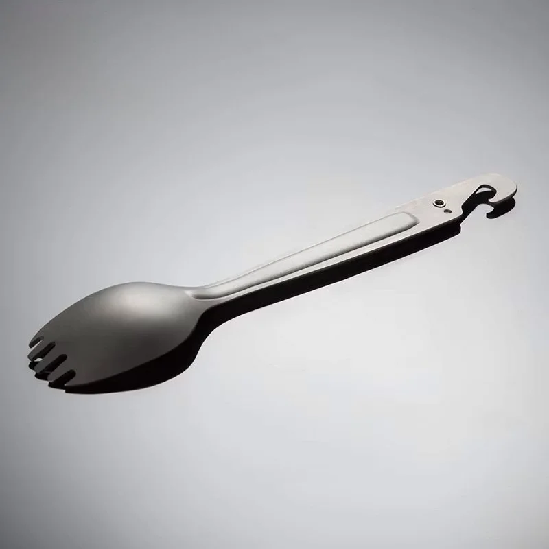 Ultralight Titanium Spork with Gas Cartridge Punch – Multi-Function Camping Tool