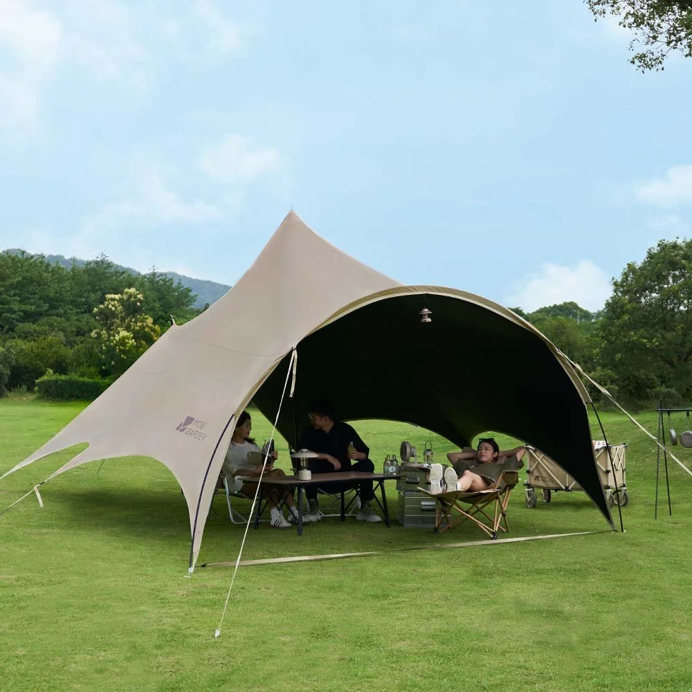 Large Hexagonal Camping Tarp with UV Protection and Waterproof Coating