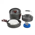 Portable Camping Cookware Set with Kettle & Utensils for 2-3 People