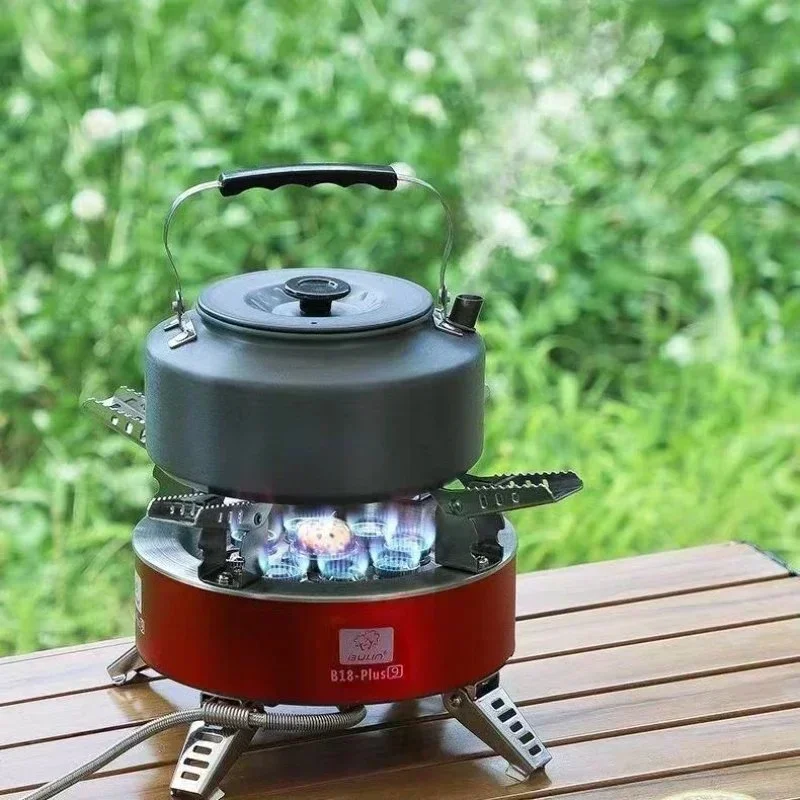 High-Power 9-Core Portable Gas Camping Stove 23800W with Folding Legs
