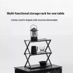 Folding Carbon Steel Camping Table with Shelf – Portable & Multi-Use Outdoor Rack