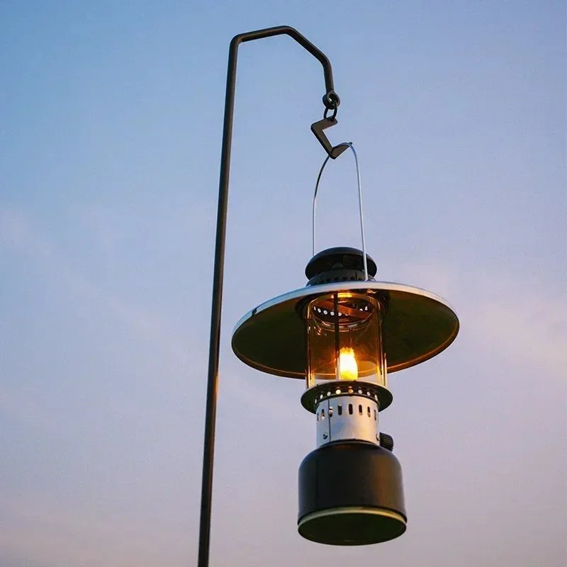 Portable Single-Leg Iron Camping Lamp Holder with Detachable Design