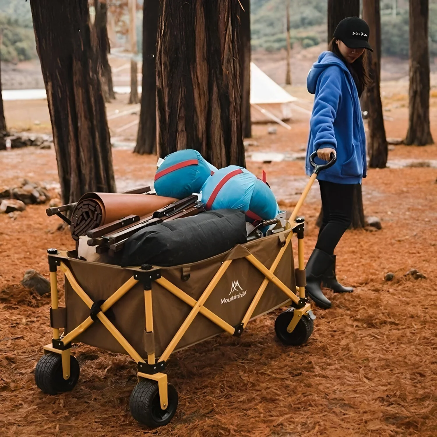 Heavy-Duty Folding Utility Cart with Adjustable Handle
