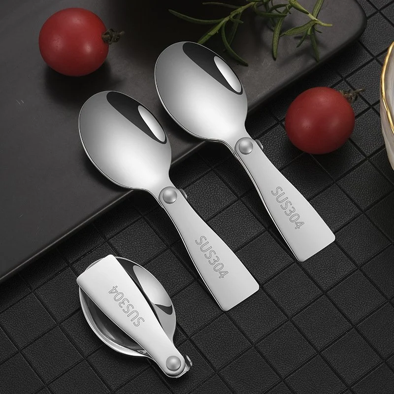 4 Pcs Foldable Stainless Steel Spoon Set for Outdoor, Camping & Travel