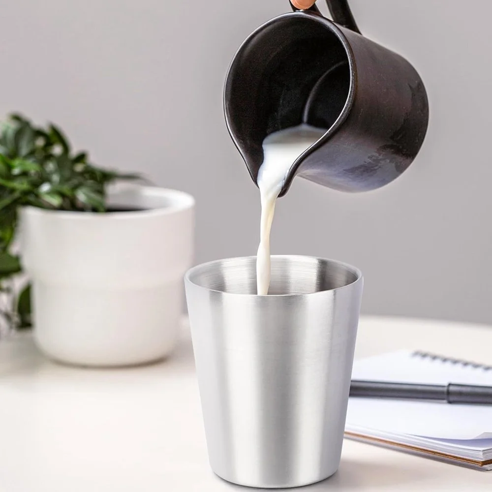 6-Piece Stainless Steel Coffee Mug Set β Stackable Cups for Travel, Camping, and Home