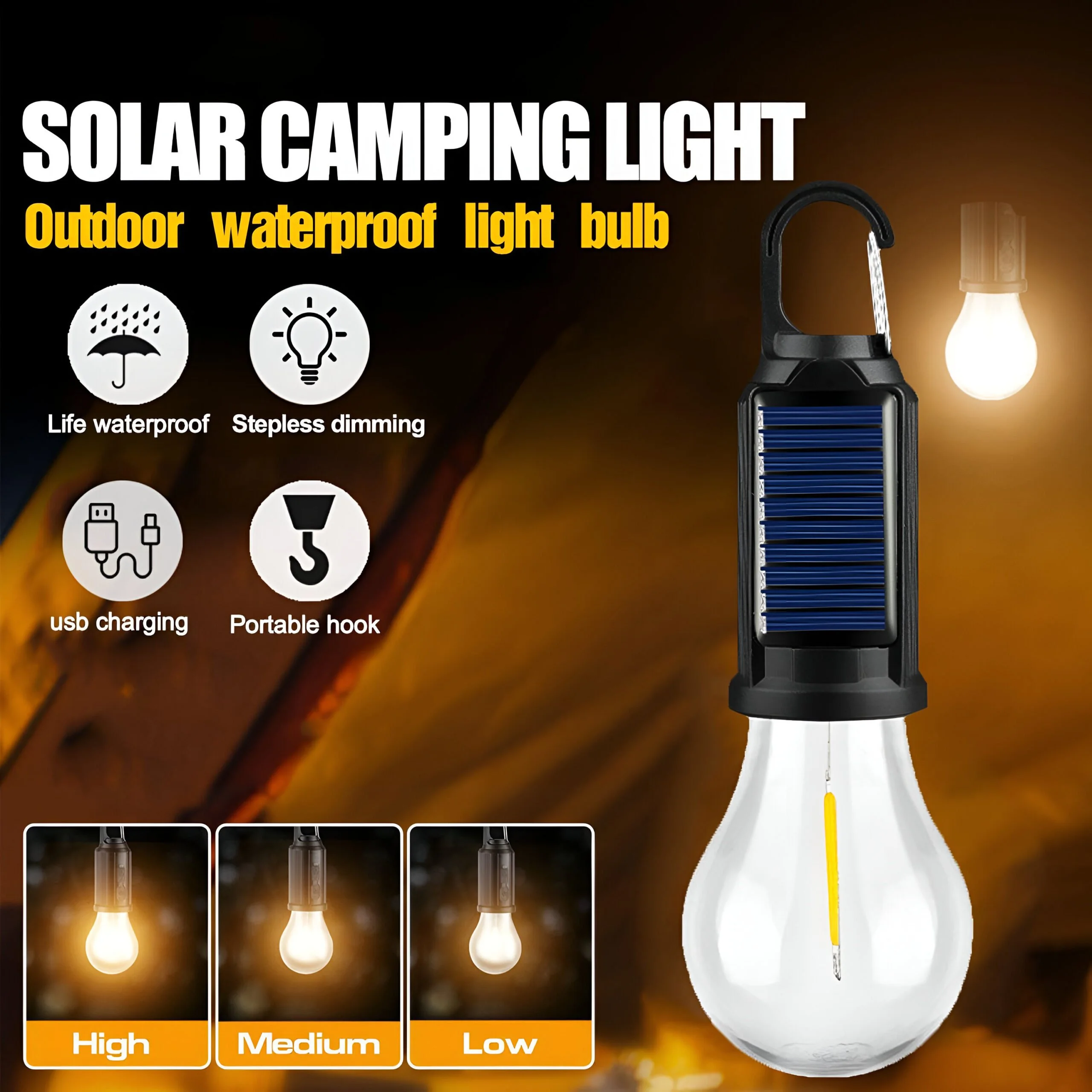 Solar LED Camping Lantern Bulb