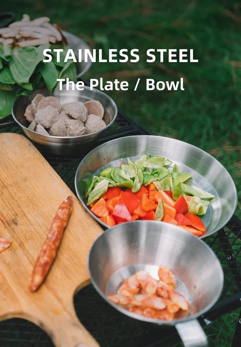 Stainless Steel Camping Bowl with Handle