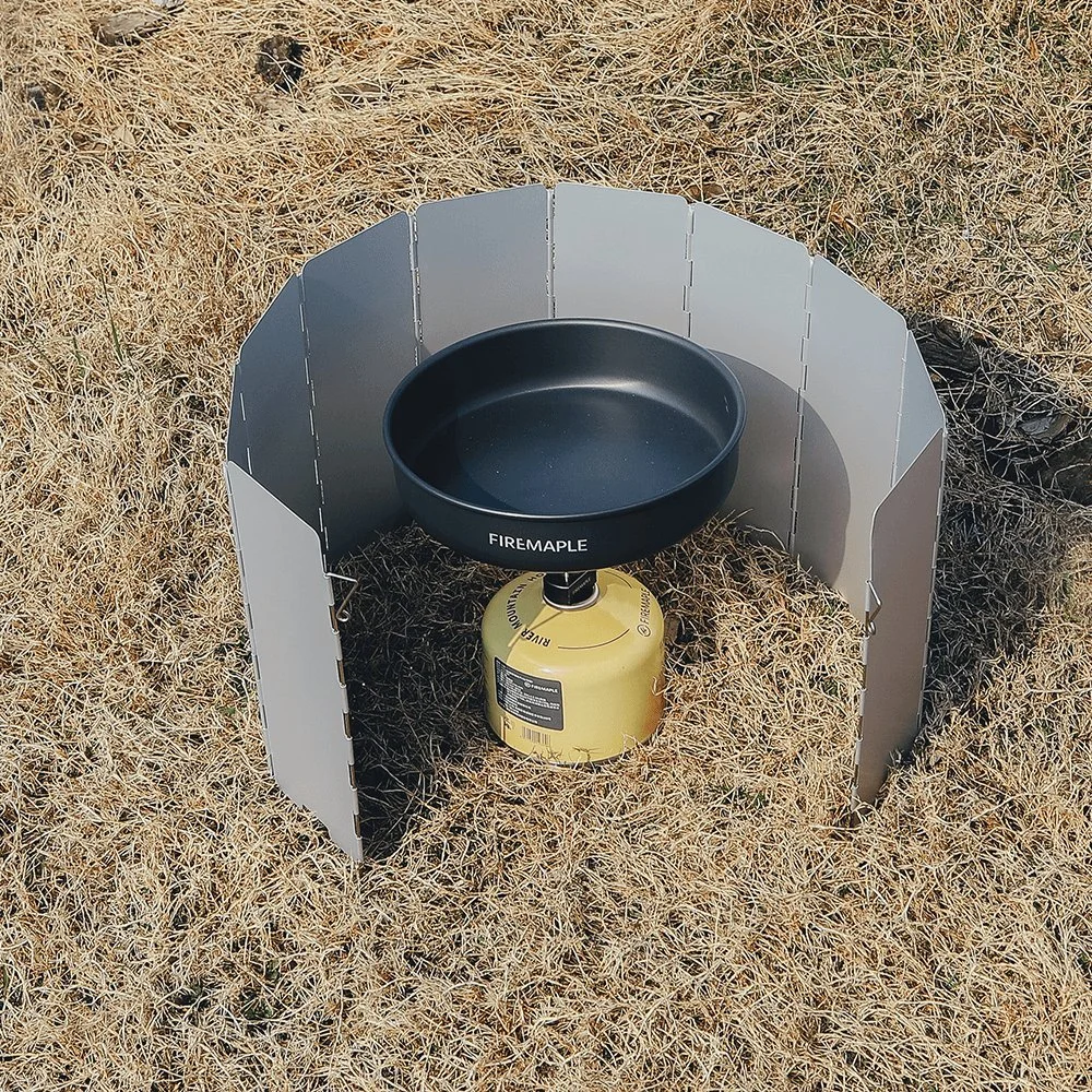10-Plates Foldable Aluminum Wind Shield for Camping & Hiking