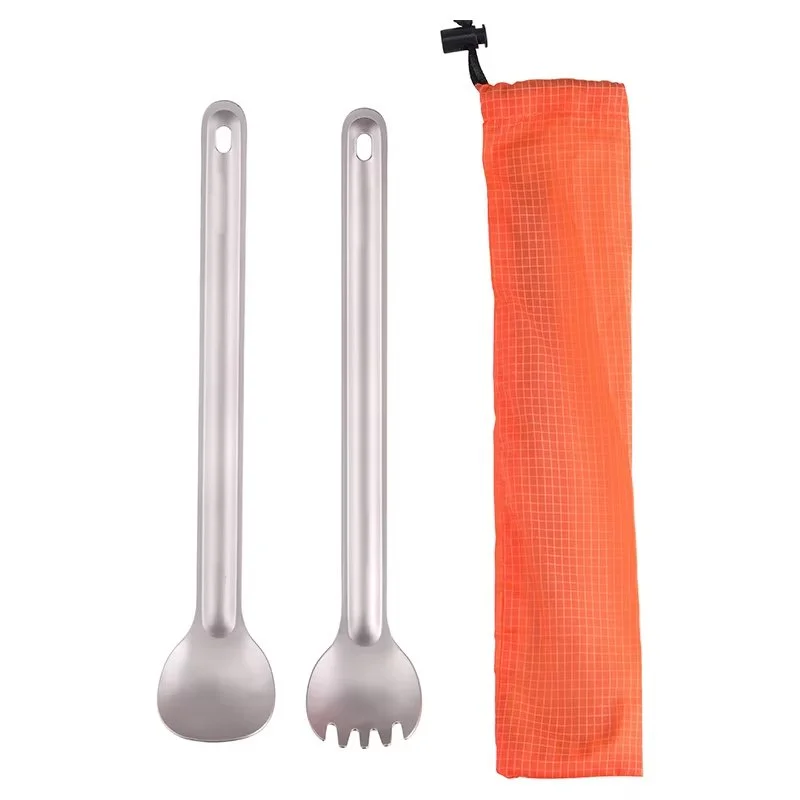 Ultralight Titanium Long Handle Spork for Camping & Outdoor Dining