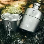 Ultralight Titanium Canteen Mess Kit with Cup and Pouch