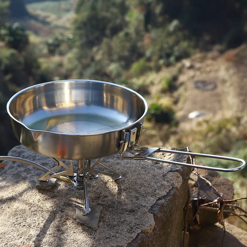 Stainless Steel 8-Inch Foldable Frying Pan with Tri-Ply Base for Camping