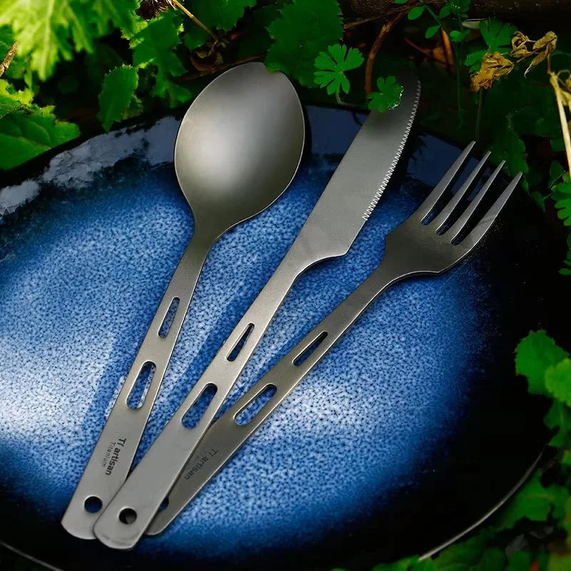 Lightweight Titanium Knife Fork Spoon Set – Portable Cutlery for Camping & Travel