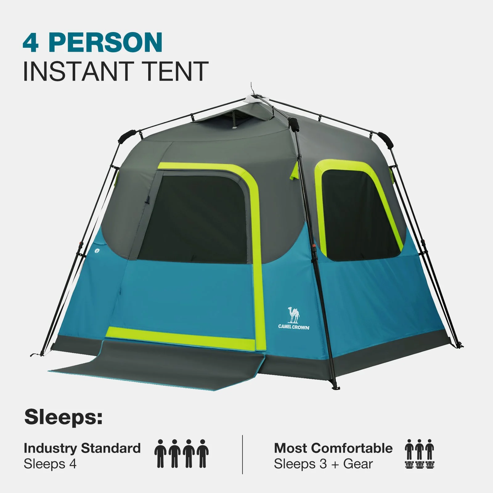 4-Person Waterproof Automatic Family Camping Tent with Beach & Moisture Proof Design