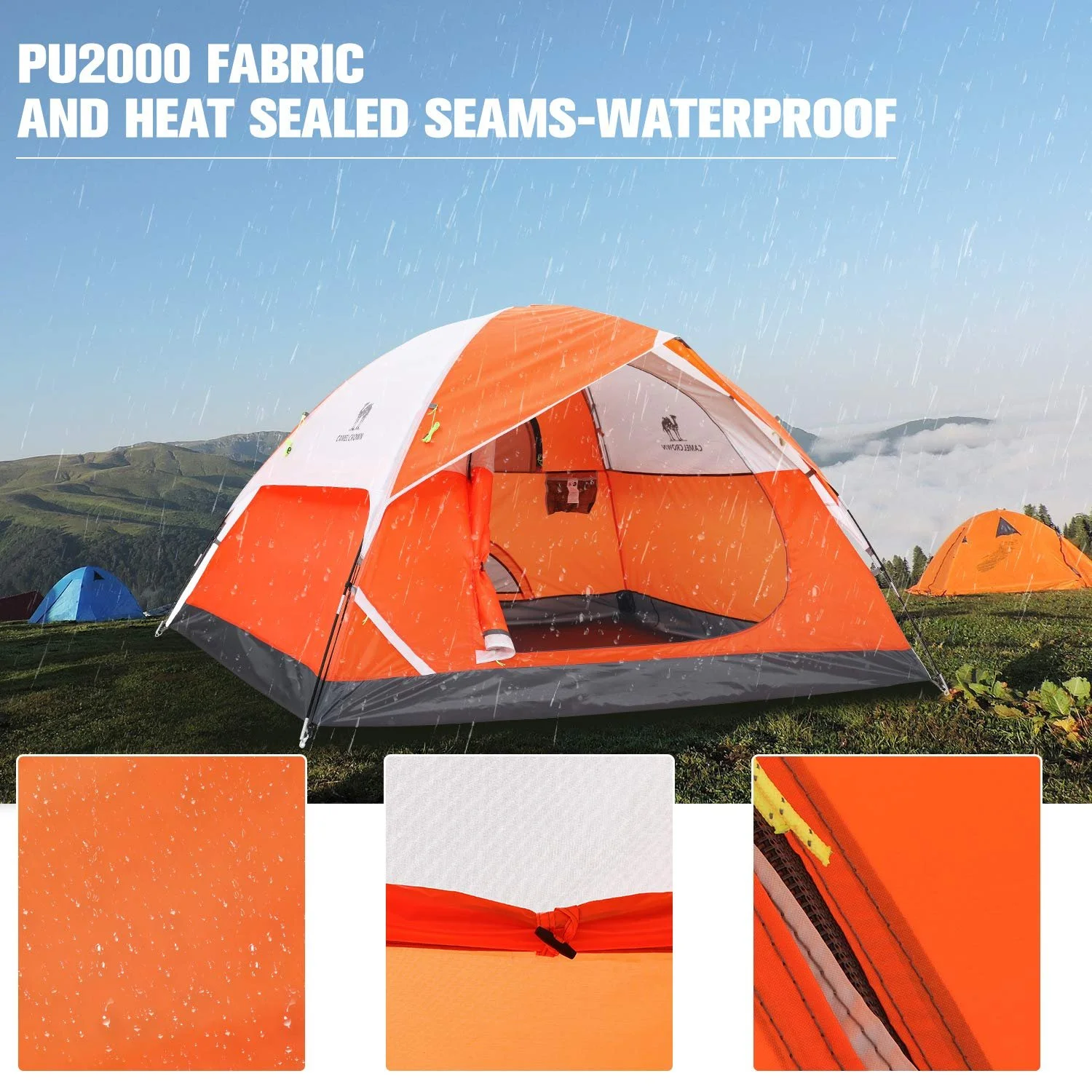 6-Person Quick-Setup Waterproof Camping Tent with Fiberglass Poles & Sunshade