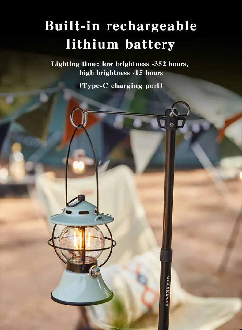 Rechargeable LED Retro Outdoor Camping Lantern with USB Power Bank & Adjustable Modes
