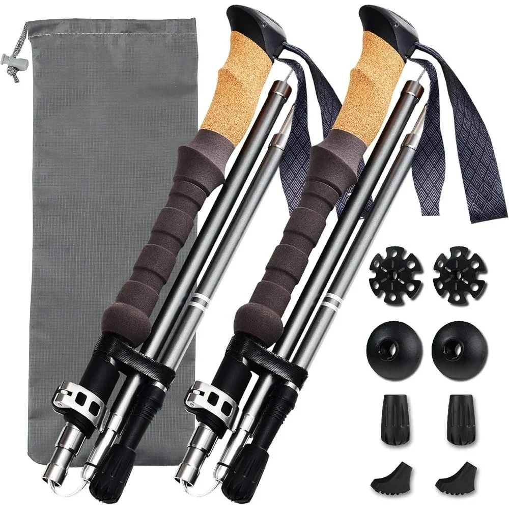 Ultralight Collapsible Trekking Poles with Cork Grip