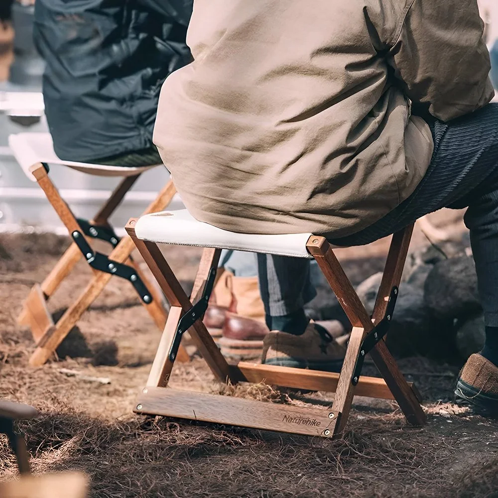 Ultralight Folding Wood Camping Stool – Portable Outdoor Mini Seat