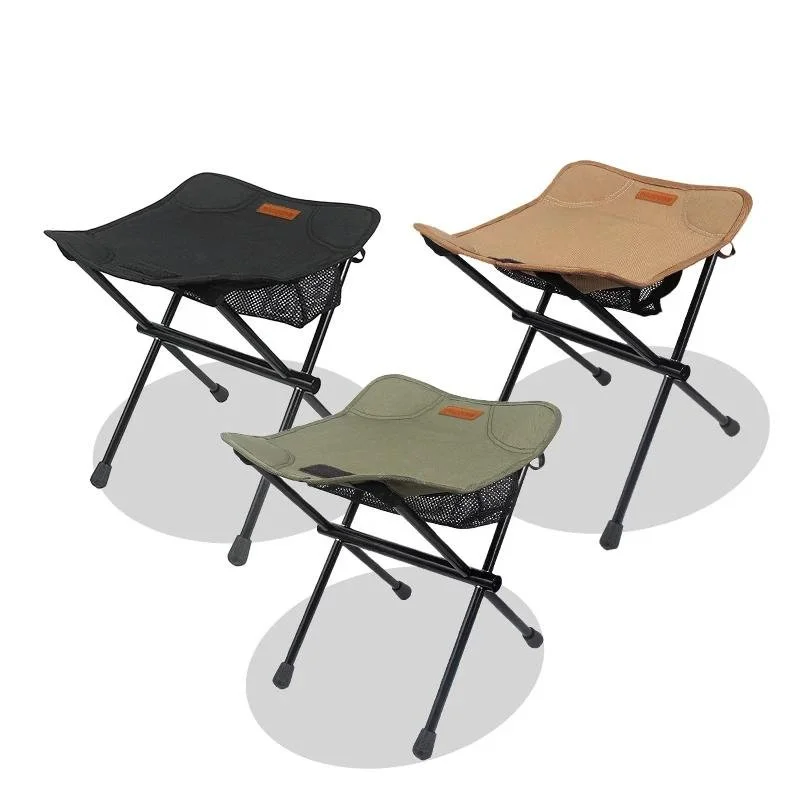 Portable Folding Camping Stool with Aluminum Frame and Built-In Storage