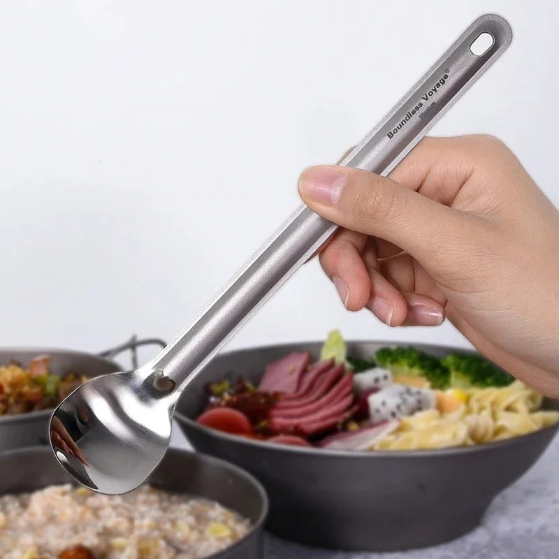 Ultralight Long Handle Titanium Camping Spoon