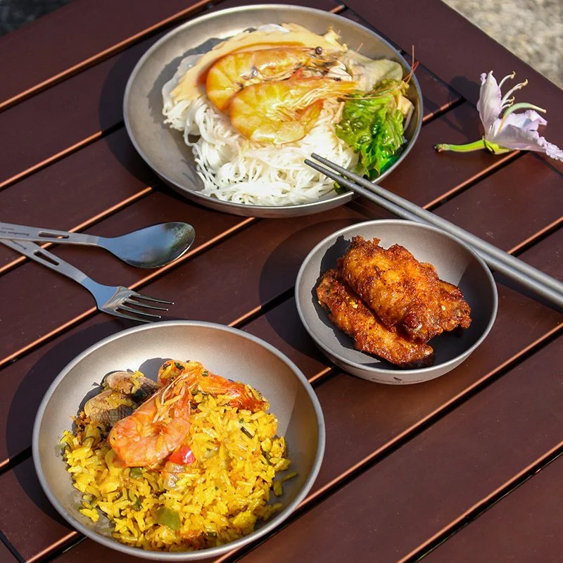 Ultralight 3-Piece Titanium Camping Plate Set