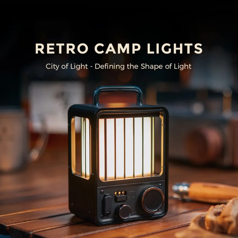 Vintage Retro Rechargeable Camping Lantern with 72-Hour Battery