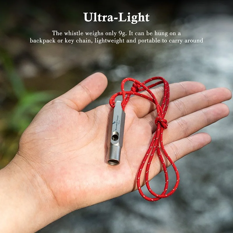 Ultra-Light Titanium Emergency Whistle with Lanyard for Outdoor & Sports