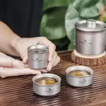 Lightweight Titanium Travel Tea Set – Portable Outdoor Camping Teacup & Pot