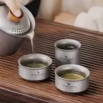 Ultralight Titanium Double Wall Tea Cup Set – 30ml Mini Outdoor Mug