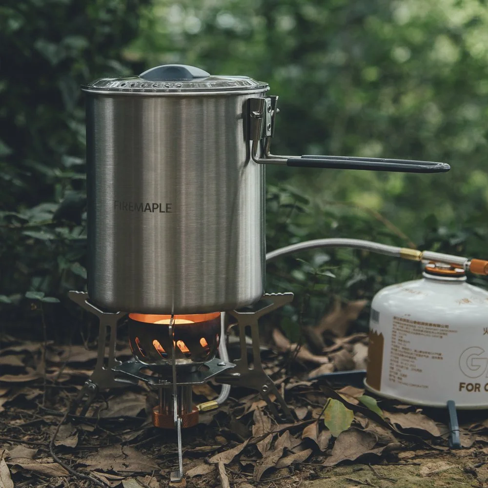 1.6L Stainless Steel Camping Cookware Set with Sporks & Bowls