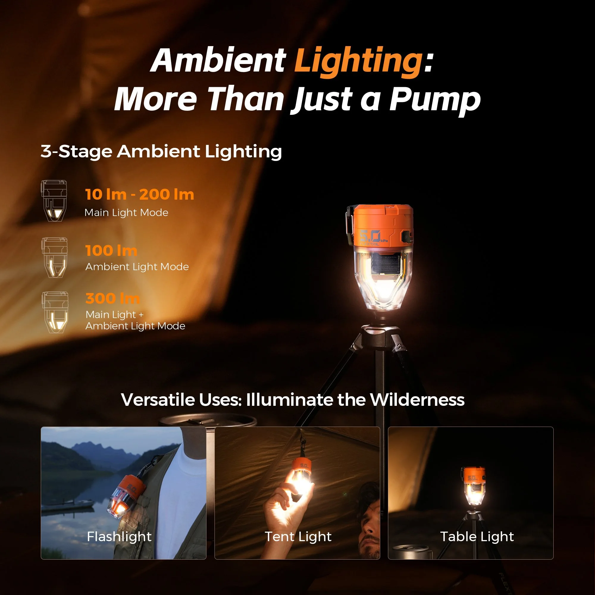 Portable Electric Air Pump with Ambient Light