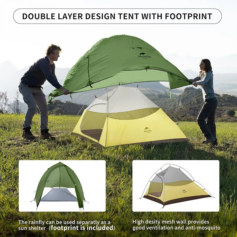 Ultralight 1-3 Person Double Layer Camping Tent with Waterproof Mat