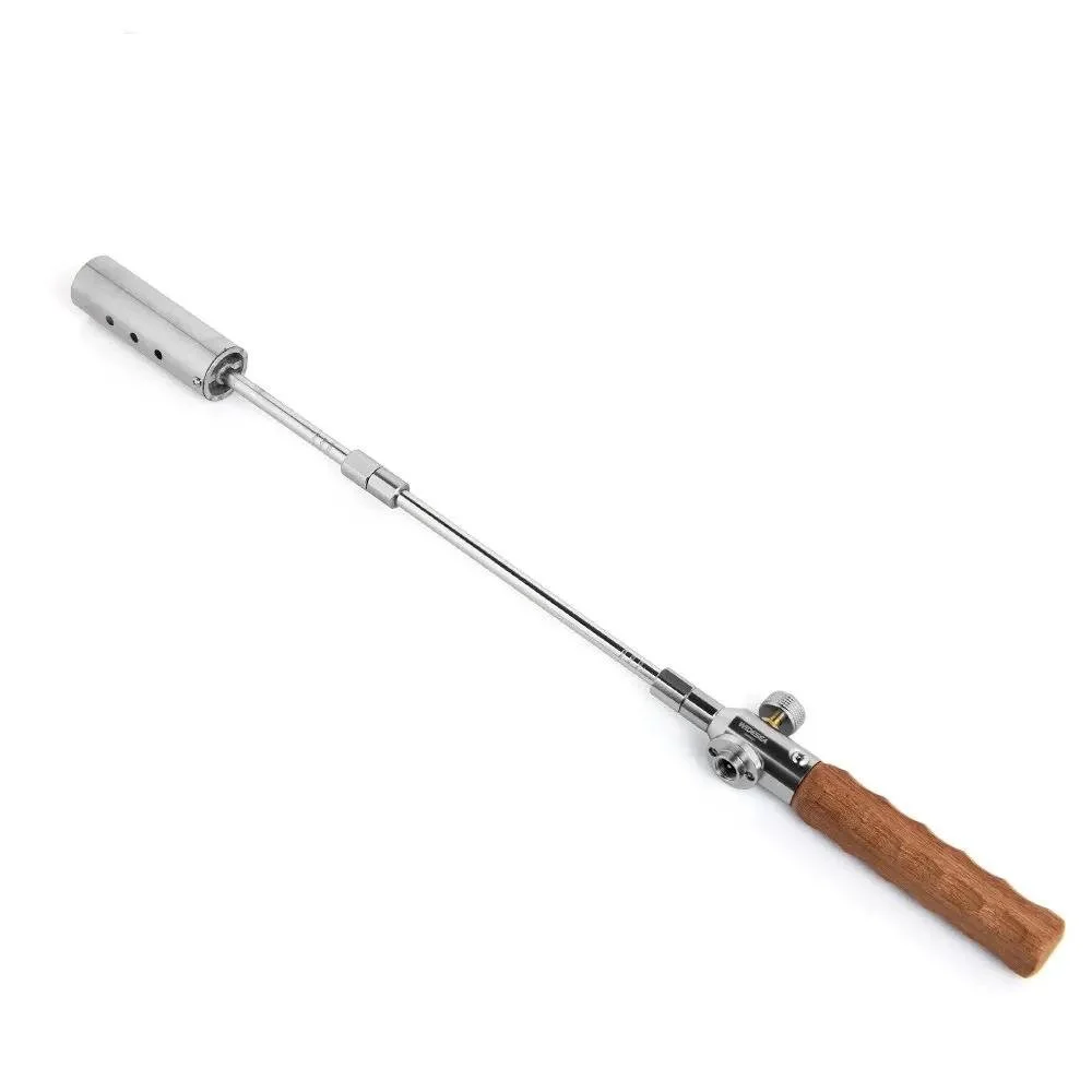 Portable Long Flame Camping Torch with Adjustable Firepower & Wooden Handle