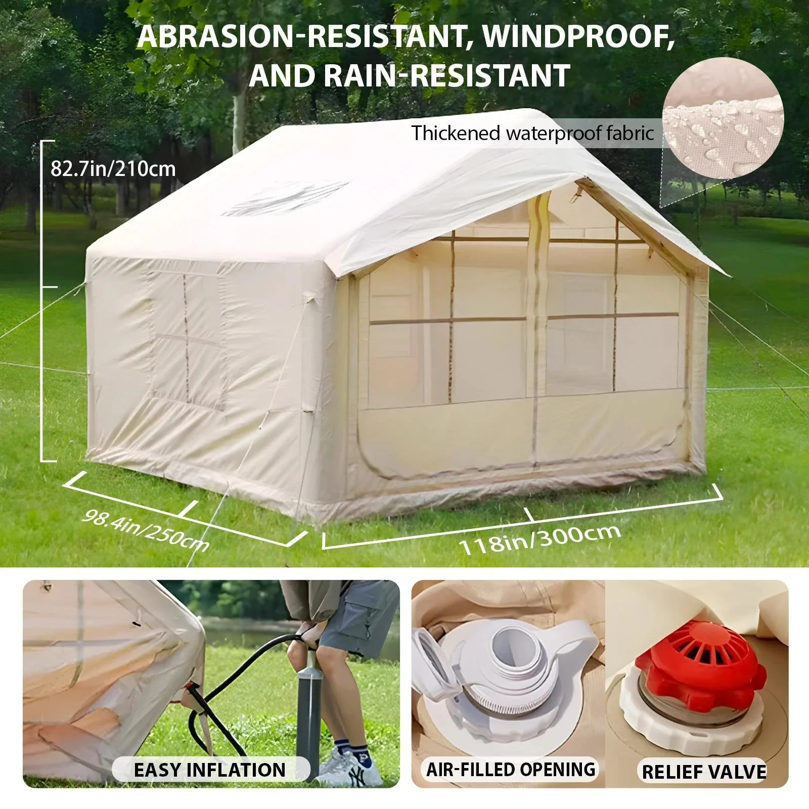 Inflatable 4-Season Camping Tent for 6-8 People