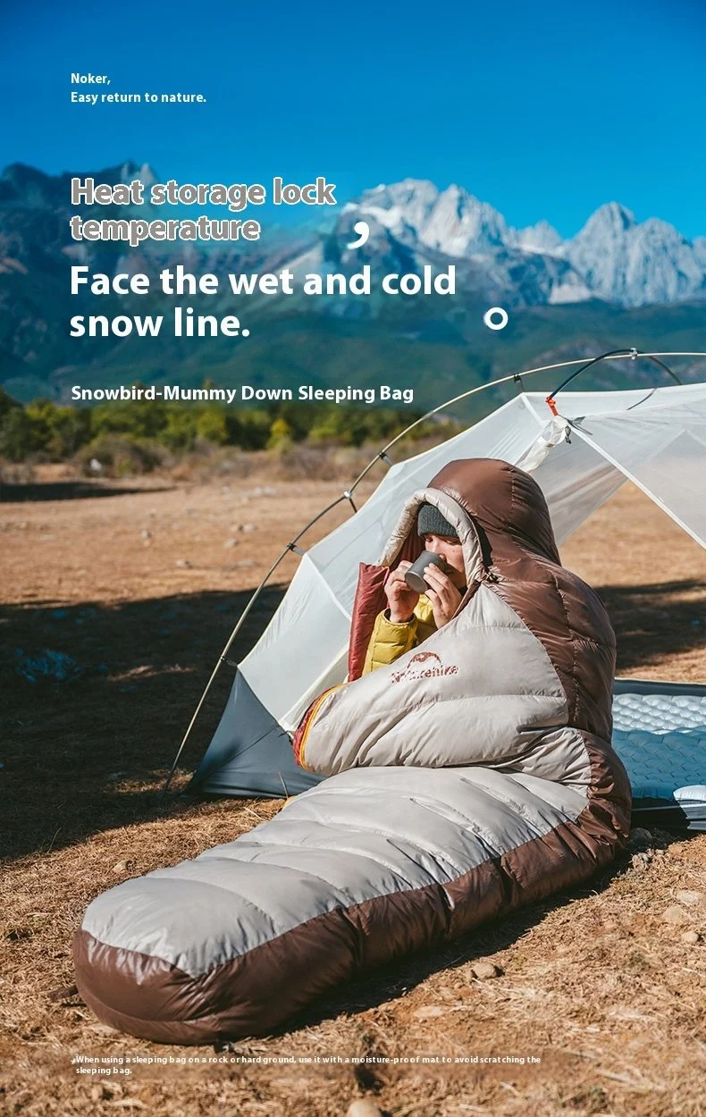 Ultralight Mummy Sleeping Bag 650FP Duck Down for Cold Camping