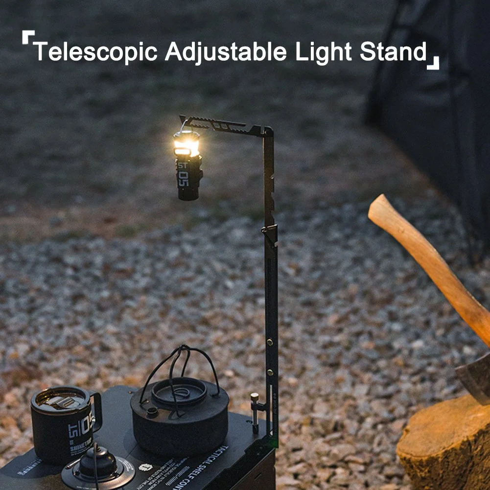 Adjustable Folding Table Lantern Hanger - 8 Height Settings for Camping