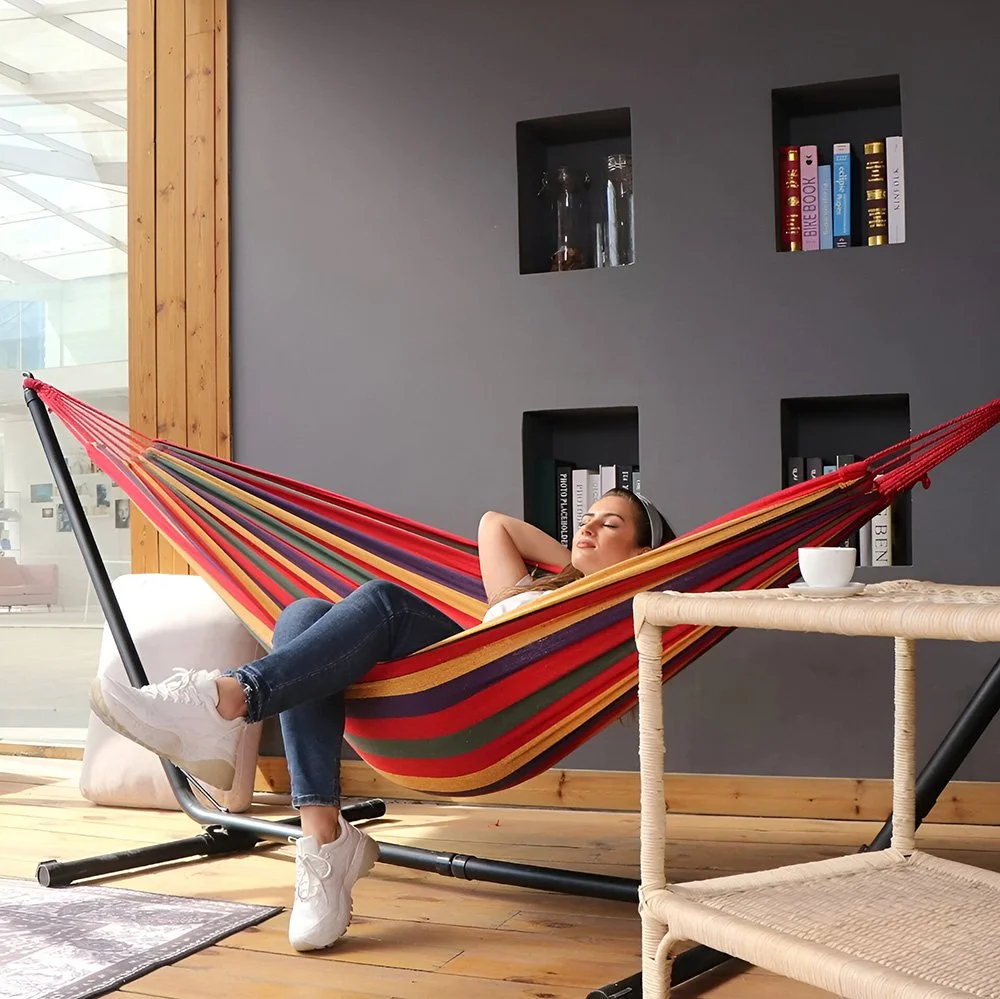 Outdoor Canvas Hammock with Tree Ropes – Heavy-Duty Camping & Garden Swing