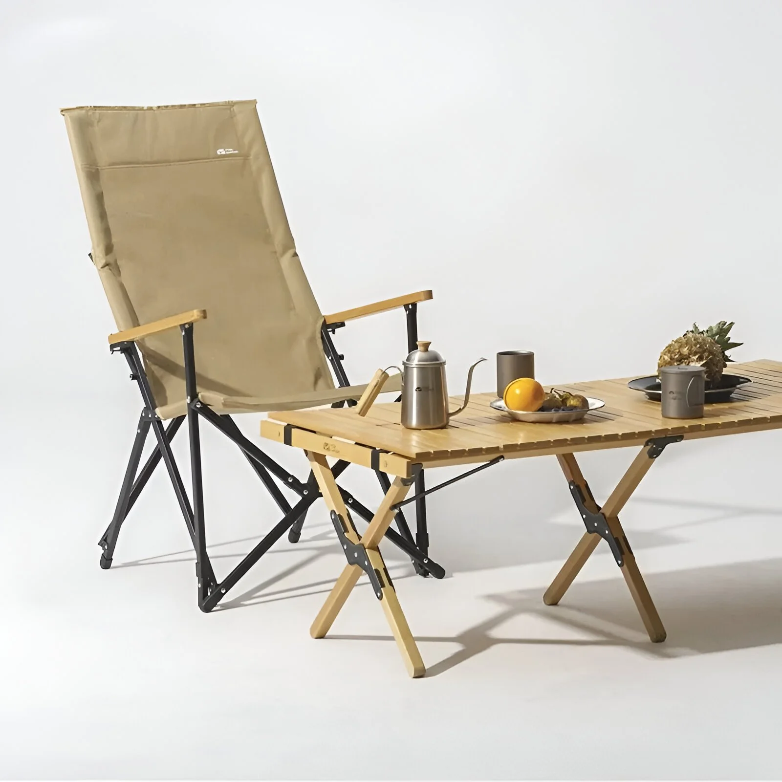 Portable High Back Folding Camping Chair with Armrests and Storage Bag