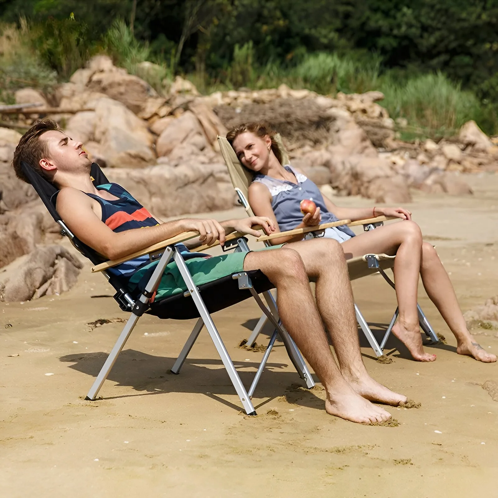Adjustable Folding Camp Chair with Armrests