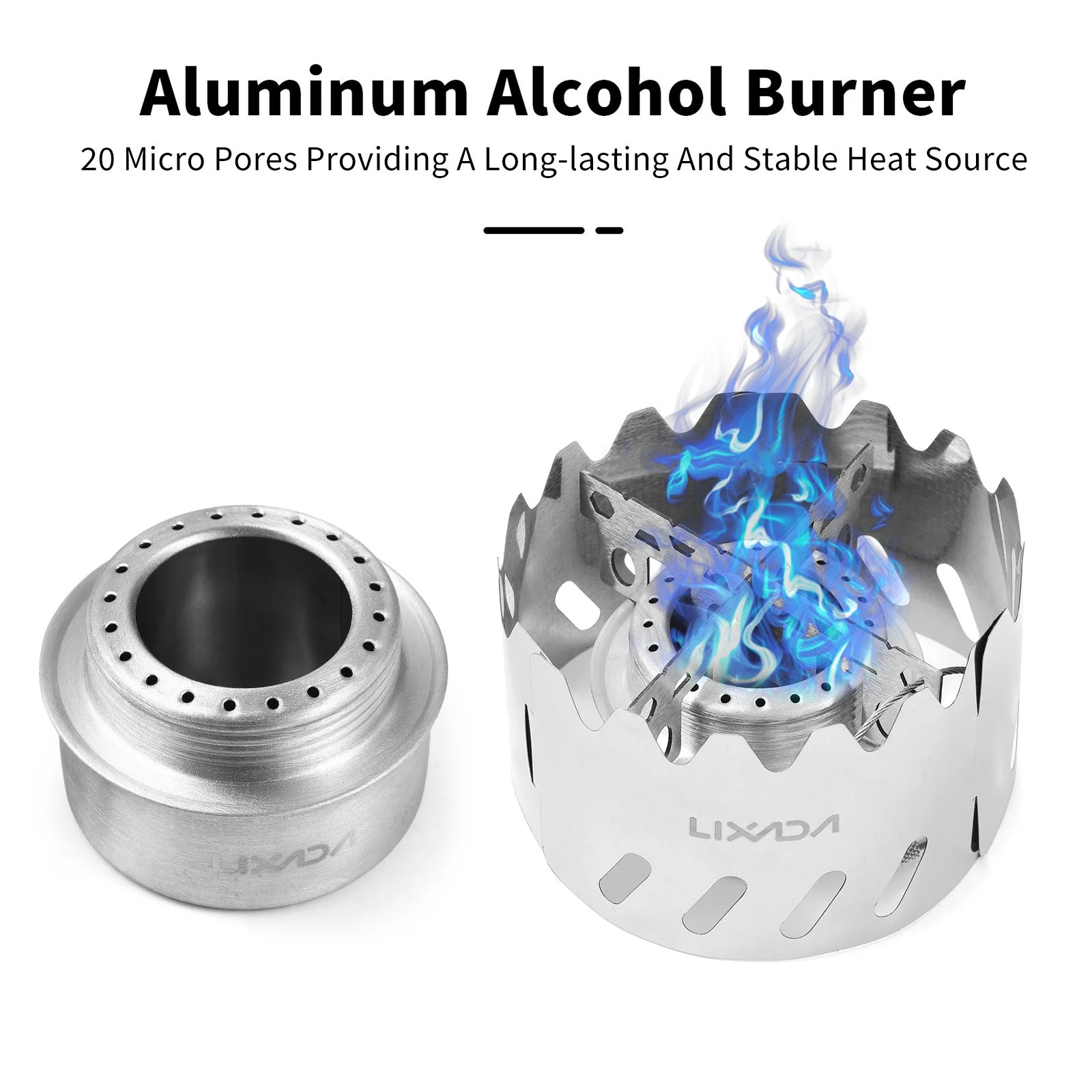 Mini Alcohol Camp Stove with Windshield and Stand – Portable 100ml Burner