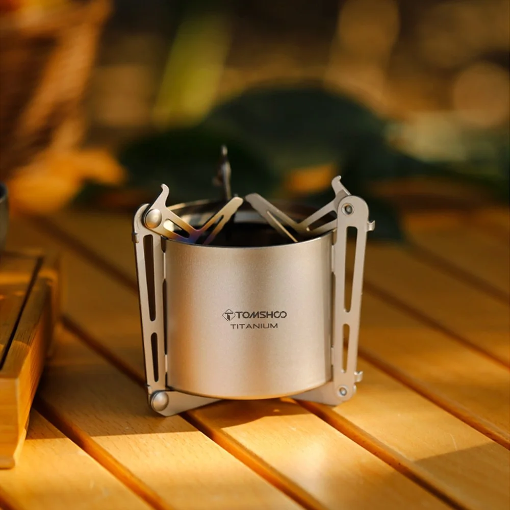 Portable Titanium Alcohol Stove with Lid – Foldable, Lightweight, Outdoor Burner