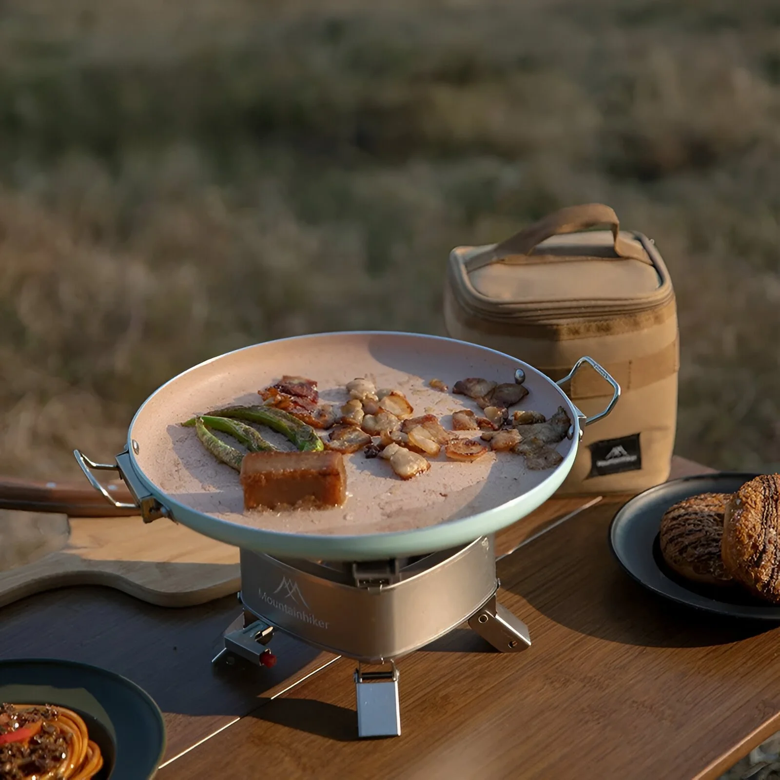 28CM Non-Stick BBQ Grill Pan for Camping & Stovetop Korean-Style Grilling