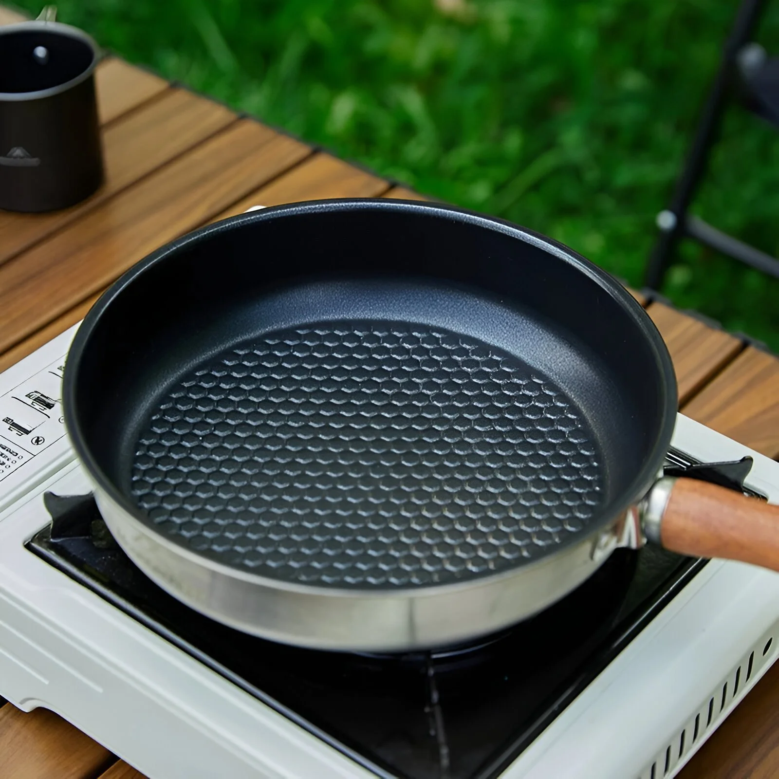Outdoor Camping Non-Stick Stainless Steel Frying Pan with Detachable Handle