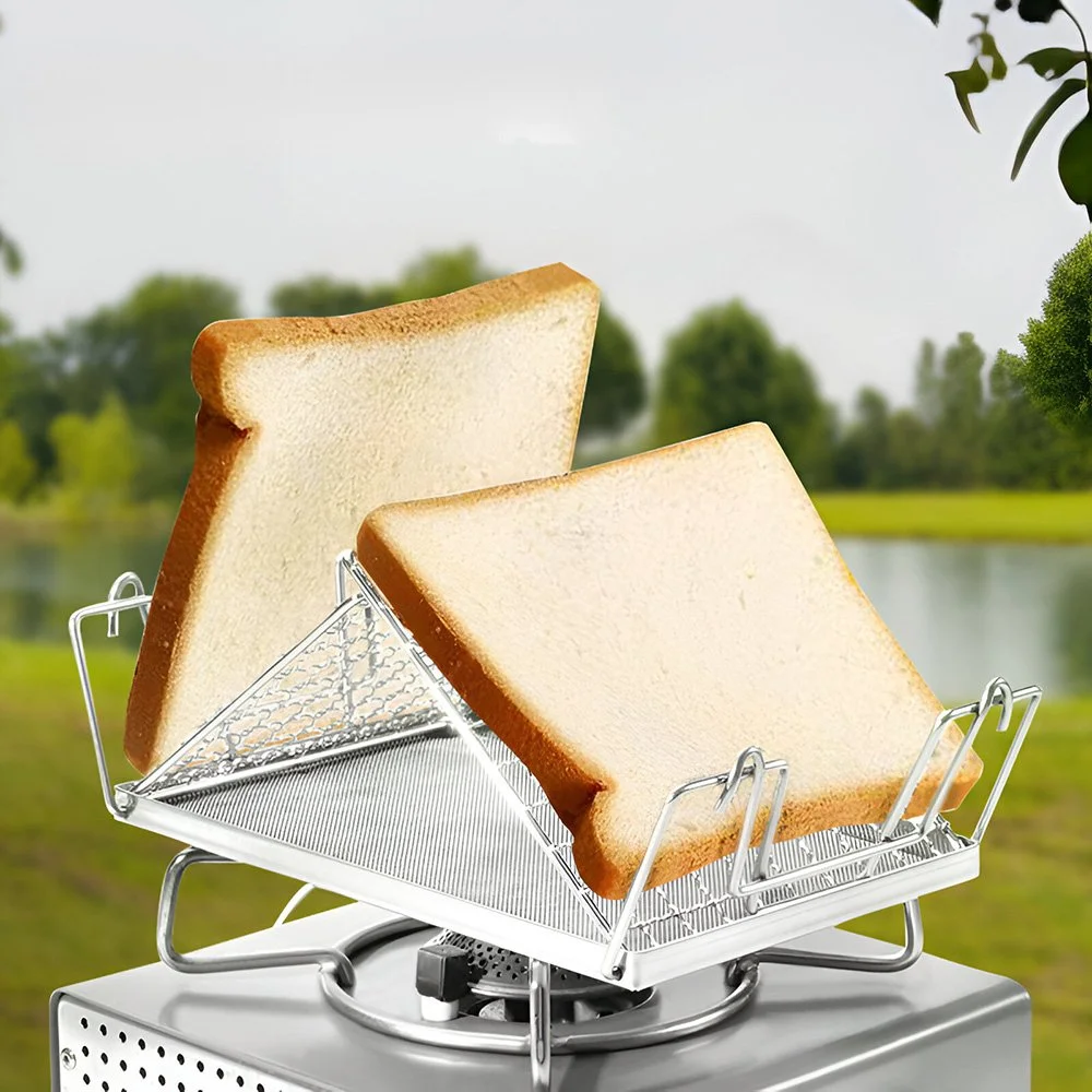 Folding Camping Stove Toaster – Portable Stainless Steel Grill for Outdoor Cooking