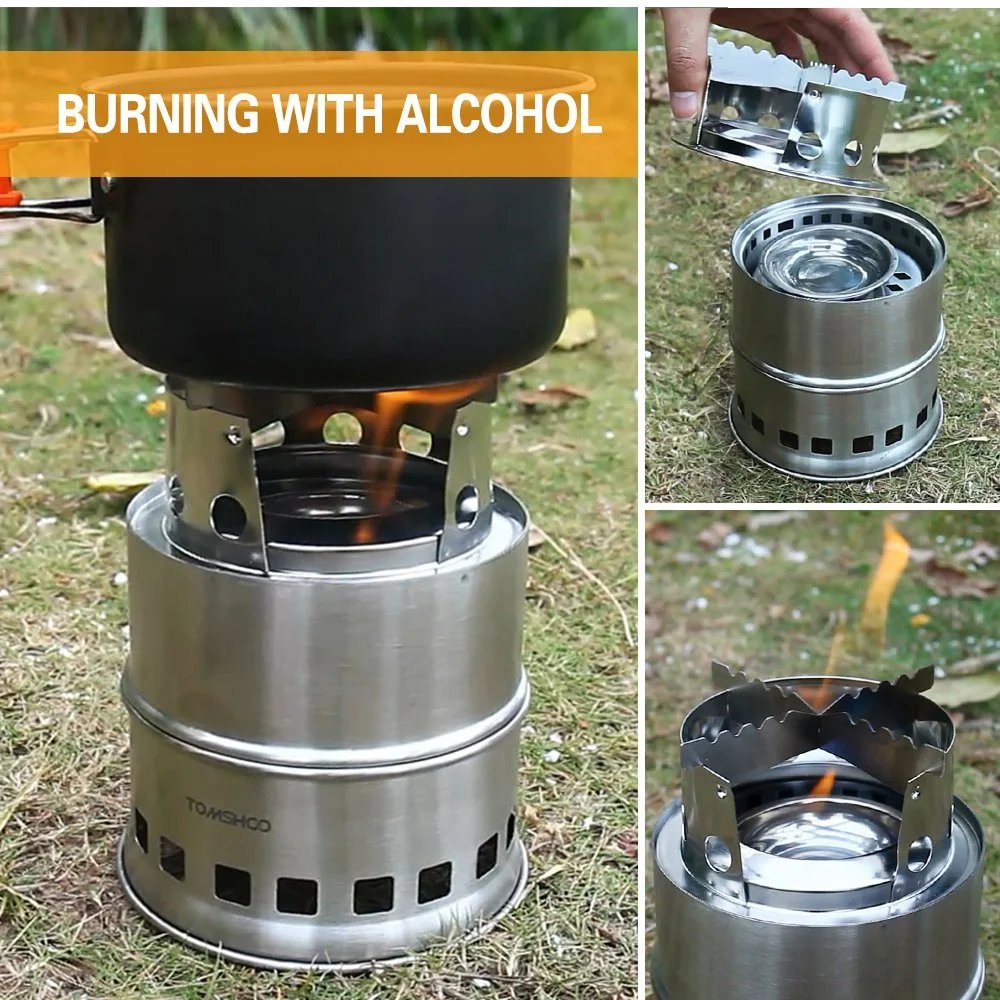 Portable Stainless Steel Wood Burning Camp Stove – Foldable & Windproof