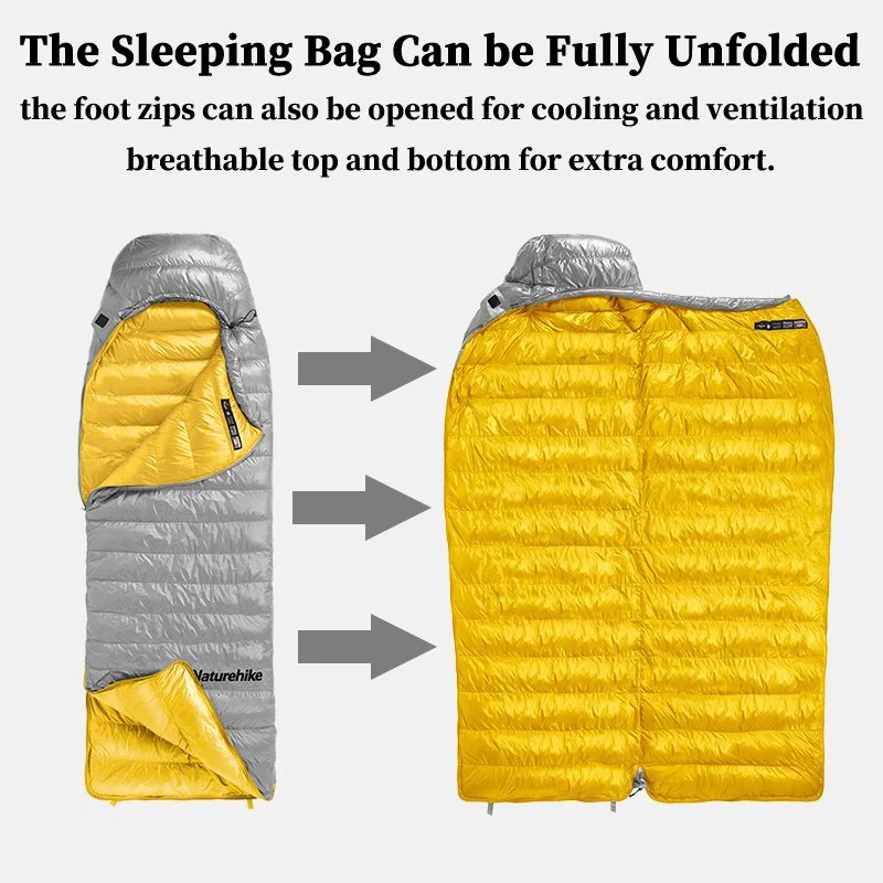 Ultralight Winter Duck Down Sleeping Bag 650FP Waterproof for Hiking
