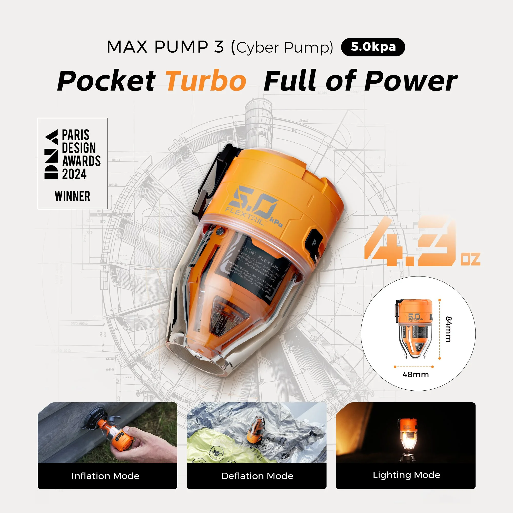 Portable Electric Air Pump with 3-Level Light for Camping & Travel